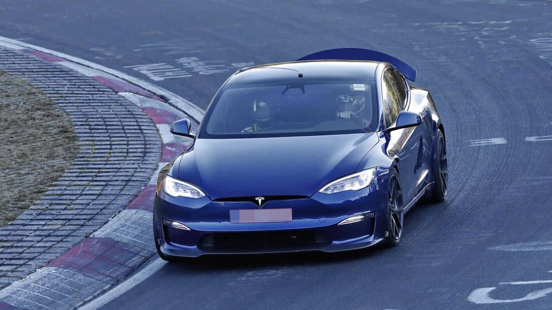 Tesla Model S Track Pack Prototype with Active Aero Front