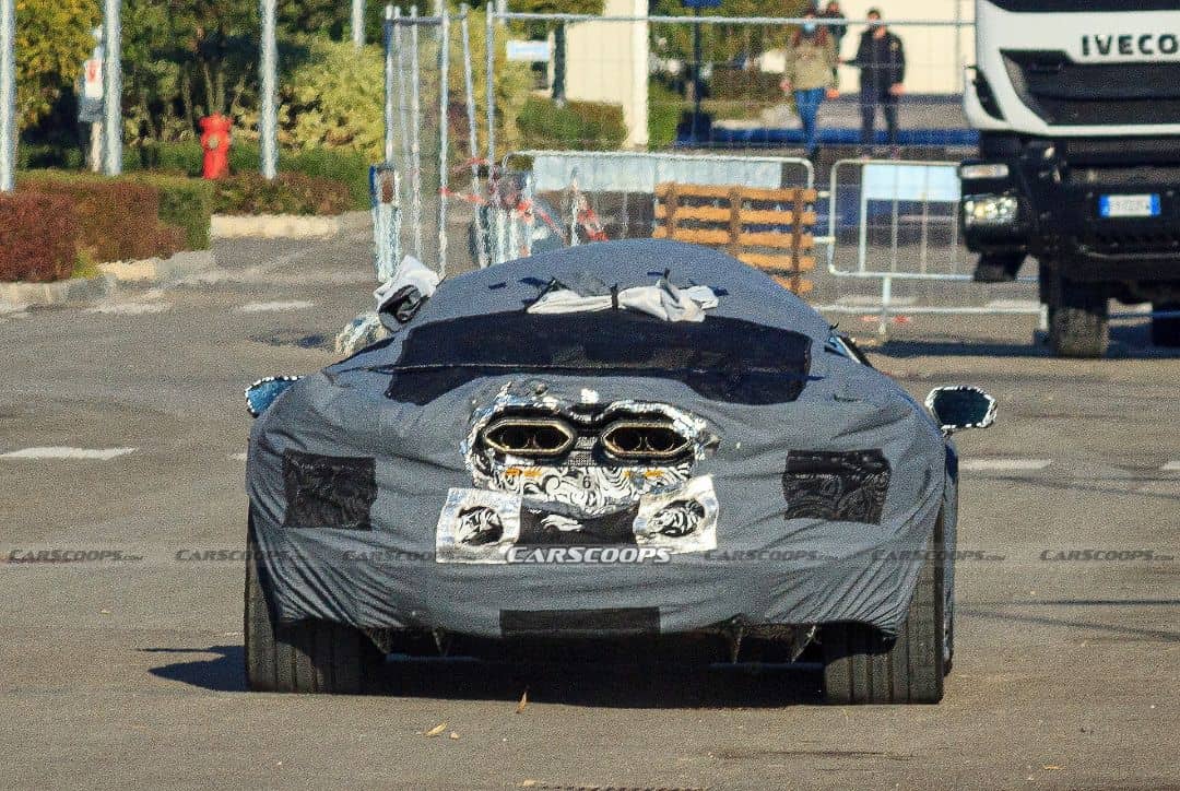 Lamborghini New V12 Super Car Spyshot Rear