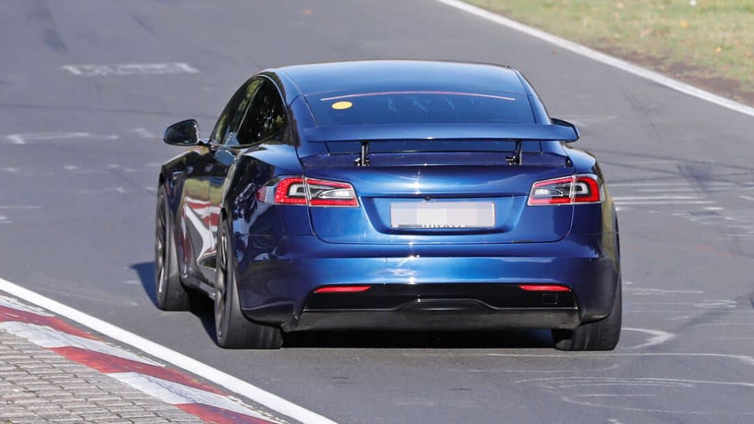 Tesla Model S Track Pack Prototype with Active Aero Rear