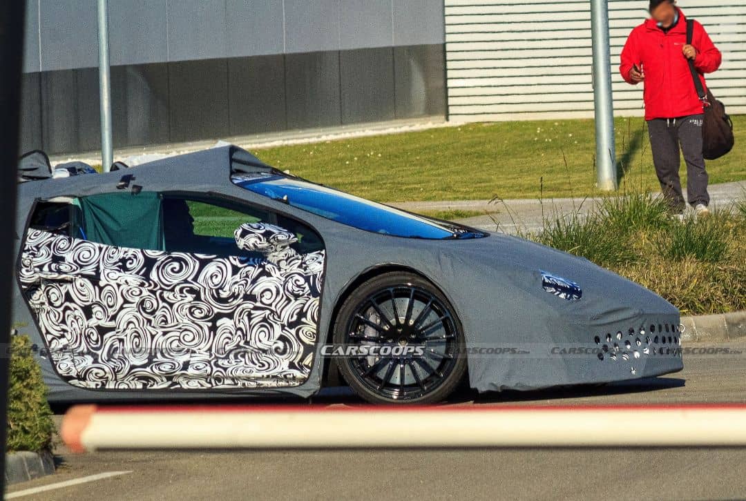 Lamborghini New V12 Super Car Spyshot Nose