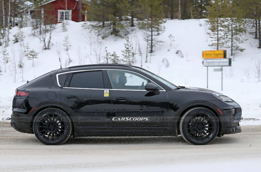Porsche Macan EV Snow Test Spyshot Side
