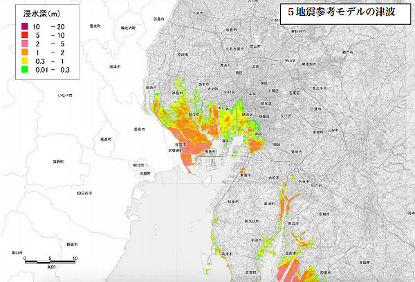 愛知県の津波浸水予測_EAST